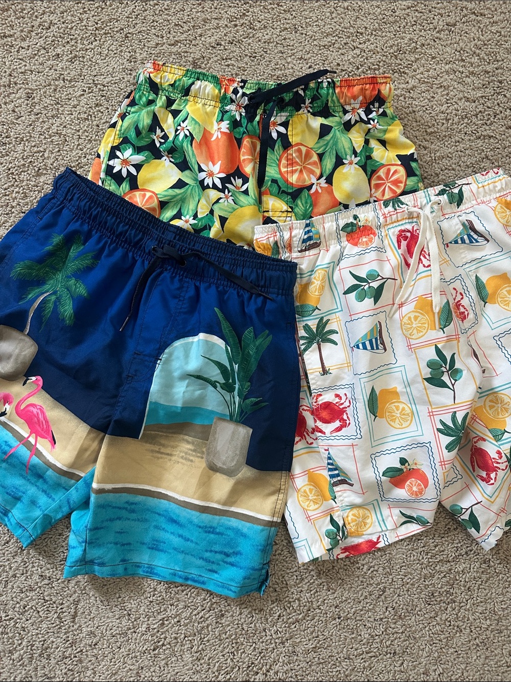 Old Navy Men's Tropical Swim Trunks - Blue, Yellow, White